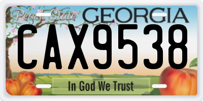 GA license plate CAX9538