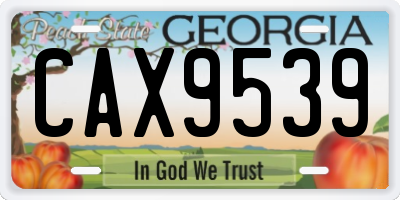 GA license plate CAX9539