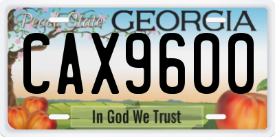 GA license plate CAX9600
