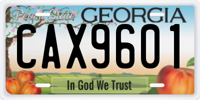 GA license plate CAX9601