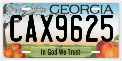GA license plate CAX9625