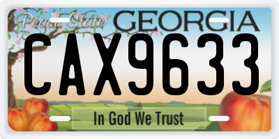 GA license plate CAX9633