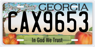 GA license plate CAX9653