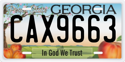 GA license plate CAX9663