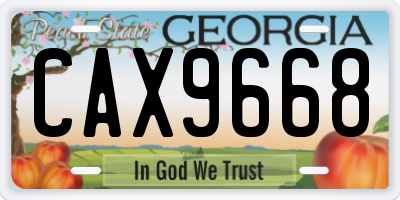 GA license plate CAX9668