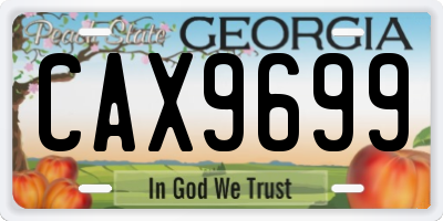 GA license plate CAX9699