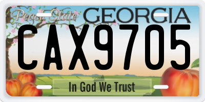 GA license plate CAX9705