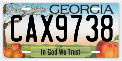 GA license plate CAX9738