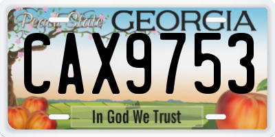 GA license plate CAX9753