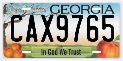 GA license plate CAX9765