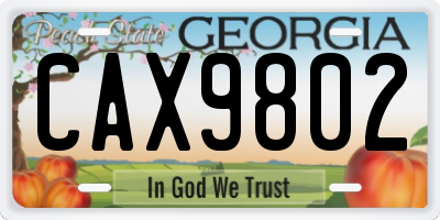 GA license plate CAX9802