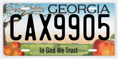 GA license plate CAX9905