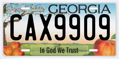 GA license plate CAX9909