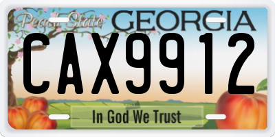 GA license plate CAX9912