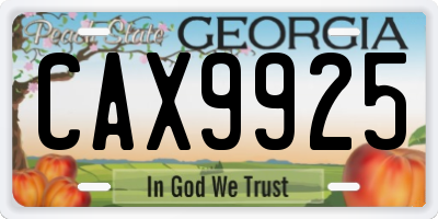 GA license plate CAX9925