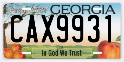 GA license plate CAX9931
