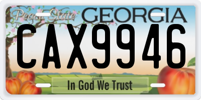 GA license plate CAX9946