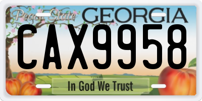 GA license plate CAX9958