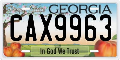 GA license plate CAX9963