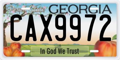 GA license plate CAX9972