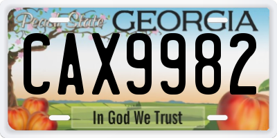 GA license plate CAX9982