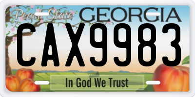 GA license plate CAX9983