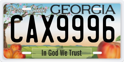 GA license plate CAX9996