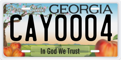 GA license plate CAY0004