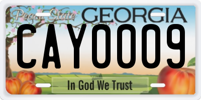 GA license plate CAY0009