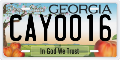 GA license plate CAY0016