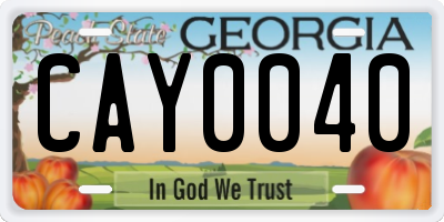 GA license plate CAY0040