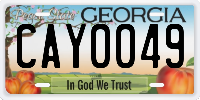 GA license plate CAY0049