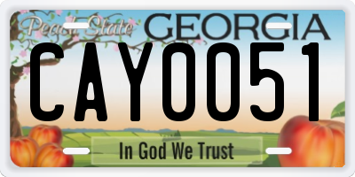 GA license plate CAY0051