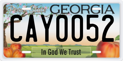 GA license plate CAY0052