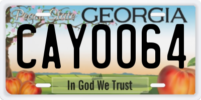 GA license plate CAY0064