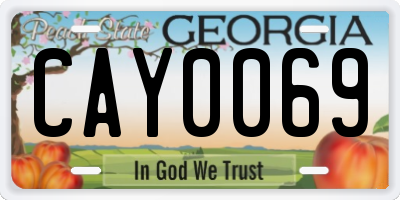 GA license plate CAY0069