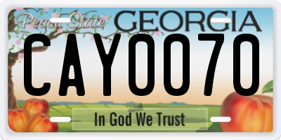 GA license plate CAY0070