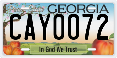 GA license plate CAY0072