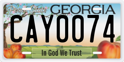 GA license plate CAY0074