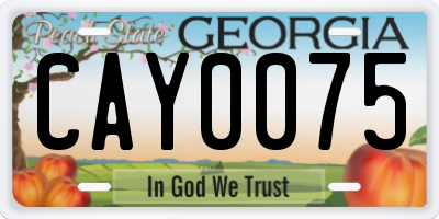 GA license plate CAY0075