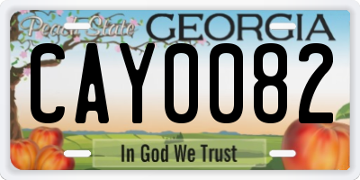 GA license plate CAY0082