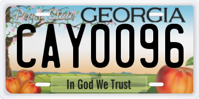 GA license plate CAY0096