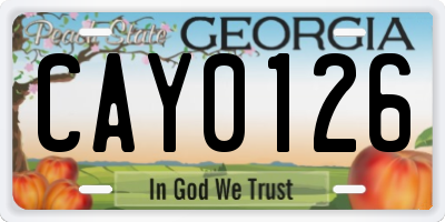 GA license plate CAY0126