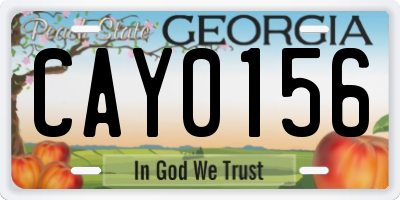 GA license plate CAY0156