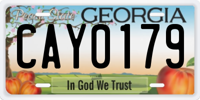 GA license plate CAY0179