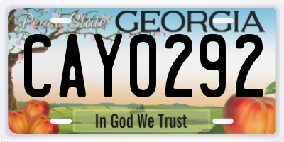 GA license plate CAY0292