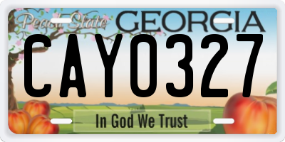 GA license plate CAY0327