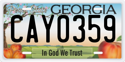 GA license plate CAY0359