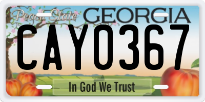 GA license plate CAY0367