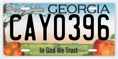 GA license plate CAY0396